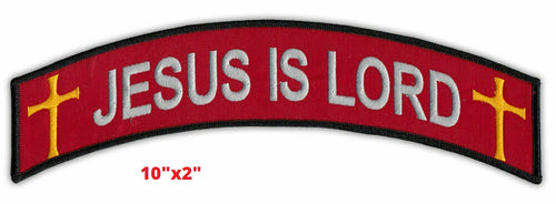 JESUS IS LORD RED ROCKER PATCH 10