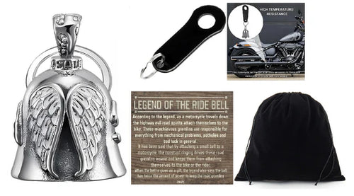 WHITE ANGEL WINGS THE RIDE BELL & BLACK HANGER