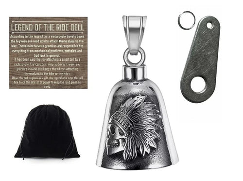 INDIAN CHIEF SKULL THE RIDE BELL & HANGER