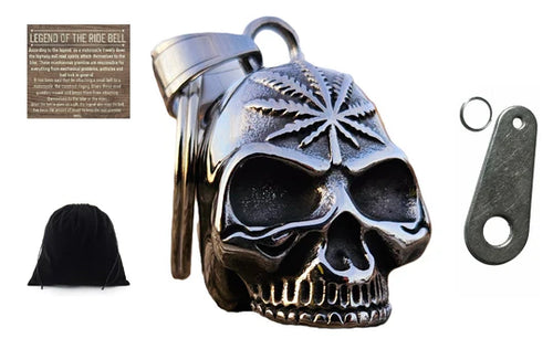 SKULL 3-D WEED LEAF THE RIDE BELL & HANGER