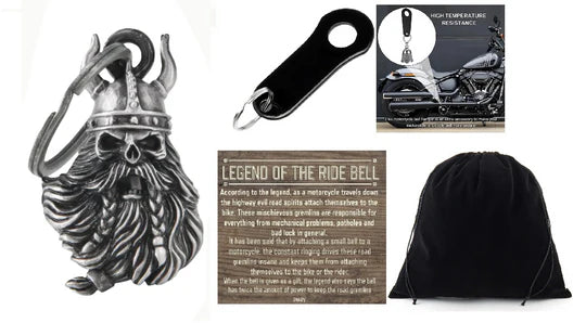 VIKING WARRIOR BEARD 3-D THE RIDE BELL & BLACK HANGER