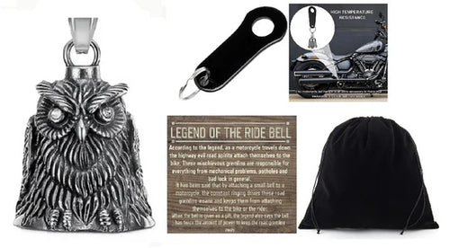 WISE OWL 3-D THE RIDE BELL & BLACK HANGER