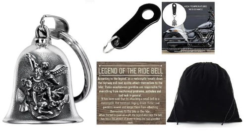 SAINT MICHAEL GUARDIAN ANGEL THE RIDE BELL & BLACK HANGER