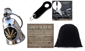 GOLD POT LEAF THE RIDE BELL & BLACK HANGER