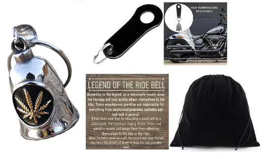 GOLD POT LEAF THE RIDE BELL & BLACK HANGER