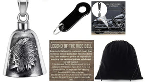 INDIAN CHIEF SKULL THE RIDE BELL & BLACK HANGER