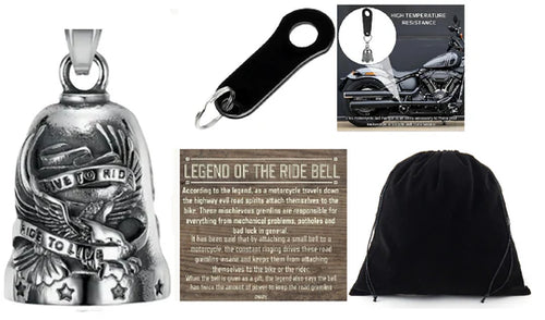 LIVE TO RIDE EAGLE THE RIDE BELL & BLACK HANGER