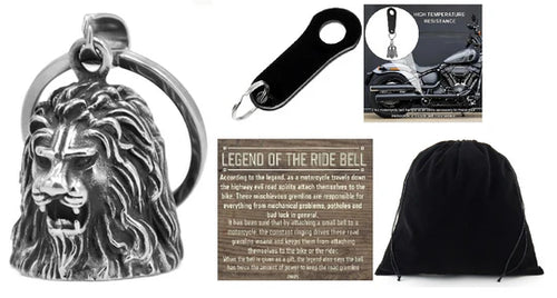 LION HEAD 3-D THE RIDE BELL & BLACK HANGER