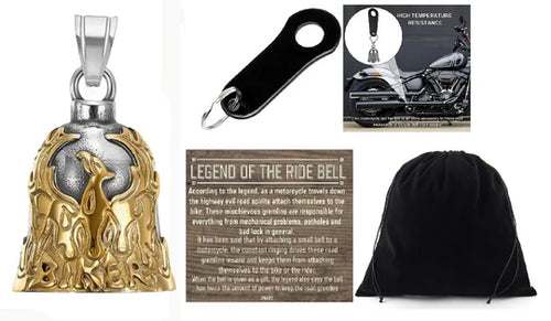GOLD PHOENIX BIKER THE RIDE BELL & BLACK HANGER