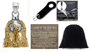 GOLD PHOENIX BIKER THE RIDE BELL & BLACK HANGER