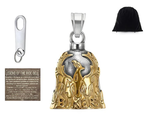 GOLD PHOENIX BIKER THE RIDE BELL & HANGER
