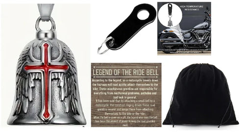 RED CROSS W/ WINGS THE RIDE BELL & BLACK HANGER