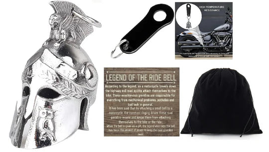 SPARTAN WARRIOR HELMET 3-D THE RIDE BELL & BLACK HANGER