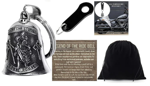 SAINT CHRISTOPHER THE RIDE BELL & BLACK HANGER