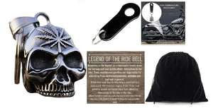 SKULL 3-D WEED LEAF THE RIDE BELL & BLACK HANGER