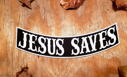 JESUS SAVES ROCKER PATCH 12