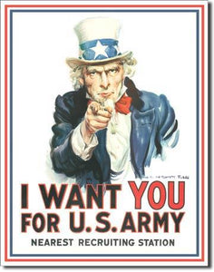 Uncle Sam I Want You 12.5"W X 16"H