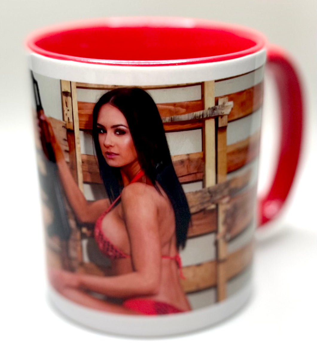 BIKINI GIRL WITH AK47 COFFEE CUP MUG