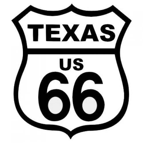 ROUTE 66 TEXAS BLACK ON WHITE PATCH