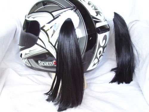 girl motorcycle helmet pony tail Black Ladies Helmet Pigtails Works On Any Motorcycle Skate or Snow Hel – MXBOOTY.com