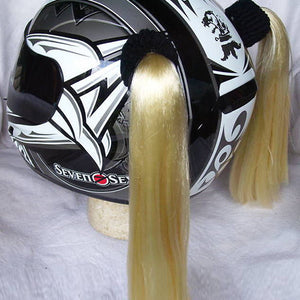 girl motorcycle helmet pony tail Ponytail Hightail works for all types of hair Clown Red Motorcycle Helmet Pigtail
