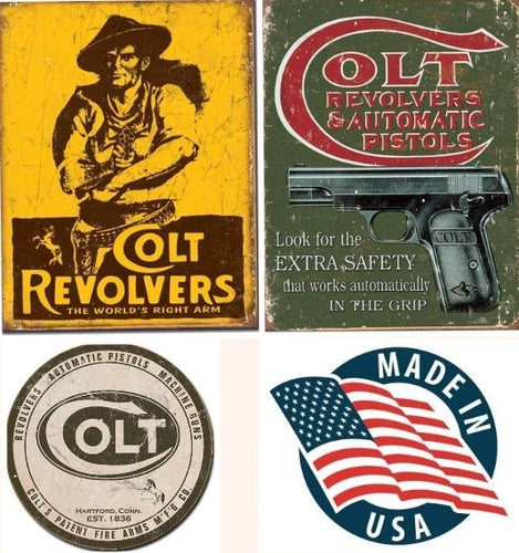 Desperate 3 Pack COLT Vintage Sign Set Made in USA! Firearms Western\# 1789\ # 1592\ # 1609