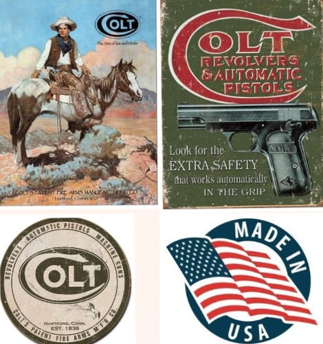 Desperate 3 Pack COLT Vintage Sign Set Made in USA! Firearms Western\# 1594\ # 1592\ # 1609