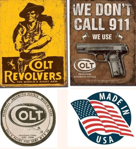 Desperate 3 Pack COLT Vintage Sign Set Made in USA! Firearms Western\# 1789\ # 1799\# 1609