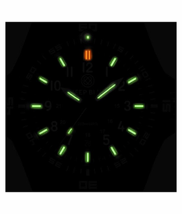 DAYNIGHT GUARDIAN AUTOMATIC TRITIUM POLY CARBON CASE BLACK/WHITE BEZEL - GREEN/ORANGE TUBES - BLACK SILICON VENTED ACCORDIAN STRAP w/ND LIMITS CHART/ BLACK BUCKLE