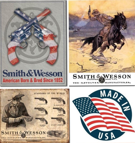 Desperate 3 Pack SMITH AND WESSON Vintage Sign Set Made in USA! Firearms Western\# 1465\# 1876\ # 1743