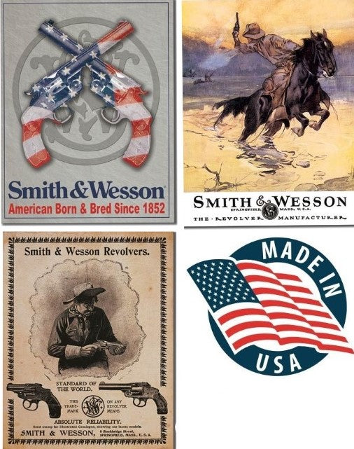 Desperate 3 Pack SMITH AND WESSON Vintage Sign Set Made in USA! Firearms Western\# 1465\# 1876\# 1464