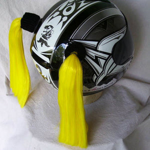 Yellow Ladies Helmet Pigtails Works On Any Motorcycle Skate or Snow Helmet